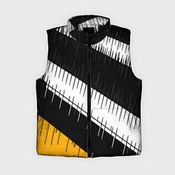 Женский жилет Диагональные чёрно-белые полосы на жёлтом фоне