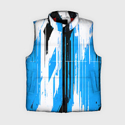 Женский жилет Вертикальные чёрно-белые линии на синем фоне, цвет: 3D-красный