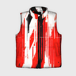 Женский жилет Вертикальные чёрно-белые линии на красном фоне