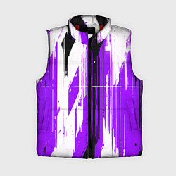 Женский жилет Вертикальные чёрно-белые линии на фиолетовом фоне, цвет: 3D-красный