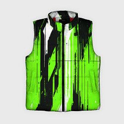 Женский жилет Вертикальные чёрно-белые линии на зелёном фоне, цвет: 3D-красный