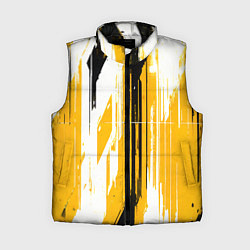 Женский жилет Вертикальные чёрно-белые линии на жёлтом фоне