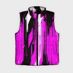 Женский жилет Вертикальные чёрно-белые линии на розовом фоне