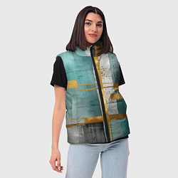 Женский жилет Узоры акварелью бирюзового и золотого цвета, цвет: 3D-светло-серый — фото 2