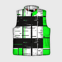 Женский жилет Зелёные и чёрные полосы на белом фоне