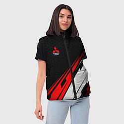 Женский жилет Mitsubishi - красная абстракция, цвет: 3D-красный — фото 2