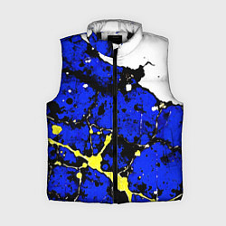 Женский жилет Сине-жёлтая абстракция на белом фоне, цвет: 3D-черный