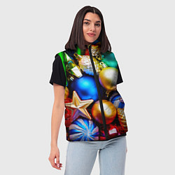 Женский жилет Новогодние украшения, цвет: 3D-светло-серый — фото 2