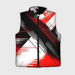 Женский жилет Диагональные красно-чёрные линии на белом фоне