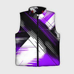 Женский жилет Диагональные фиолетово-чёрные линии на белом фоне