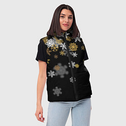 Женский жилет Снежинки объемные золотистые, цвет: 3D-светло-серый — фото 2