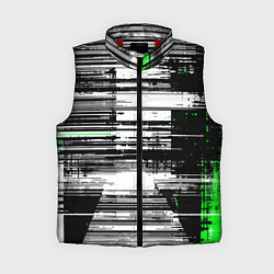 Женский жилет Горизонтальные чёрные линии на бело-зелёном фоне
