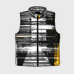 Женский жилет Горизонтальные чёрные линии на бело-жёлтом фоне