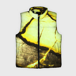 Женский жилет Трещины на абстрактном жёлтом фоне, цвет: 3D-черный