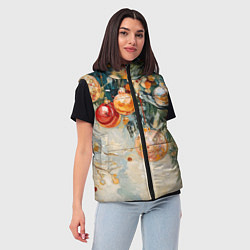 Женский жилет Большие и маленькие новогодние шары, цвет: 3D-красный — фото 2