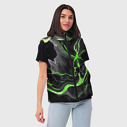 Женский жилет Зелёно-чёрный мрамор, цвет: 3D-красный — фото 2