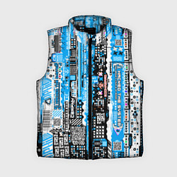 Женский жилет Киберпанк паттерн синий, цвет: 3D-черный