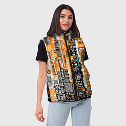 Женский жилет Киберпанк паттерн жёлтый, цвет: 3D-красный — фото 2