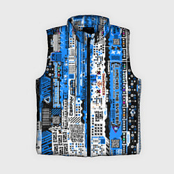 Женский жилет Киберпанк паттерн синий, цвет: 3D-светло-серый