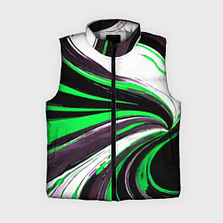 Женский жилет Волнистые чёрно-зелёные линии на белом фоне, цвет: 3D-светло-серый