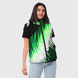 Женский жилет Зелёно-белая абстракция на чёрном фоне, цвет: 3D-черный — фото 2