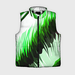 Женский жилет Чёрно-зелёные острые полосы на белом фоне