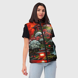Женский жилет Японская гора природа, цвет: 3D-красный — фото 2