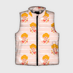 Женский жилет Полосатый паттерн с милыми купидонами, цвет: 3D-светло-серый