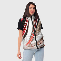 Женский жилет Волнистая бело-красная абстракция, цвет: 3D-светло-серый — фото 2
