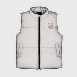 Женский жилет Таня - красная надпись вязью