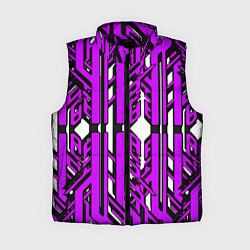 Женский жилет Чёрно-фиолетовые техно полосы на белом фоне, цвет: 3D-черный
