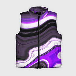Женский жилет Волнистые горизонтальные чёрно-фиолетовые полосы н, цвет: 3D-светло-серый