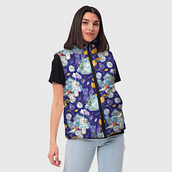 Женский жилет Крокусы и зяблик во льдах, цвет: 3D-светло-серый — фото 2