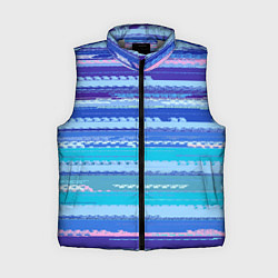 Женский жилет Морской сине-голубой абстрактные полосы, цвет: 3D-светло-серый