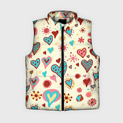 Женский жилет Цветные сердечки, цвет: 3D-светло-серый