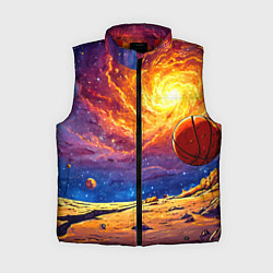 Женский жилет Баскетбольный мяч и космос, цвет: 3D-красный