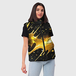 Женский жилет Оранжевая краска на черном, цвет: 3D-черный — фото 2