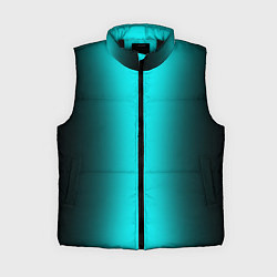 Женский жилет Чёрный и неоновый голубой градиент по центру, цвет: 3D-черный