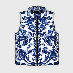 Женский жилет Гжель русский узор акварель, цвет: 3D-черный