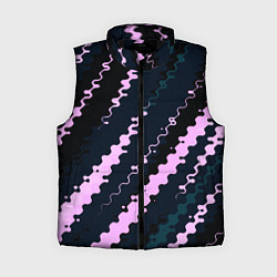 Женский жилет Тёмно-синий с розовым искажённые полосы, цвет: 3D-черный