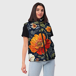 Женский жилет Маки и пионы старинный паттерн, цвет: 3D-светло-серый — фото 2