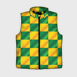 Женский жилет Желтый и зеленый геометрический паттерн, цвет: 3D-черный