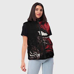 Женский жилет Веном на красном, цвет: 3D-светло-серый — фото 2