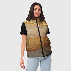 Женский жилет Бежевые блестяшки текстура, цвет: 3D-черный — фото 2