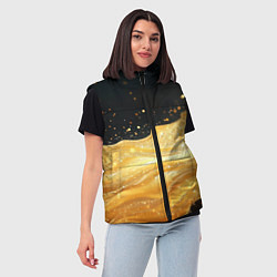 Женский жилет Золотистая материя на черном фоне, цвет: 3D-светло-серый — фото 2