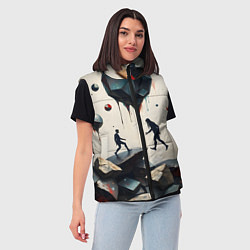 Женский жилет Сюрреалистичные люди и камни, цвет: 3D-светло-серый — фото 2