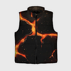 Женский жилет Оранжевый разлом на черной текстуре, цвет: 3D-черный