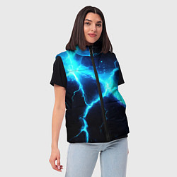 Женский жилет Голубой разлом из молний, цвет: 3D-красный — фото 2