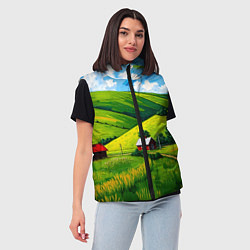 Женский жилет Русская деревенька, цвет: 3D-черный — фото 2