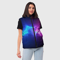 Женский жилет Звуковая волна неоновый узор, цвет: 3D-черный — фото 2